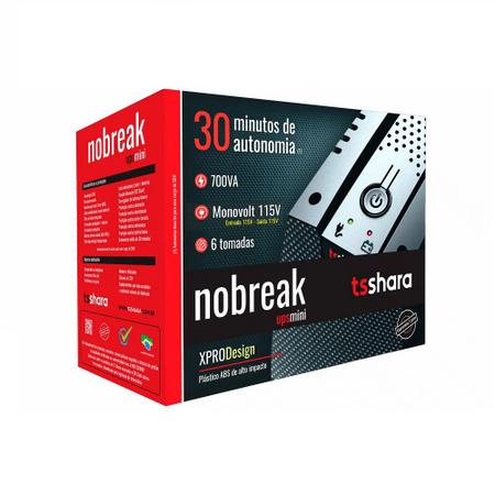 Imagem de Nobreak TS Shara UPS Mini 700VA E.Mono S.115V 1x Bat 5Ah 6 Tomadas