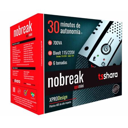 Imagem de Nobreak TS Shara UPS Mini, 700VA, Entrada Bivolt, Saída 115V, 6T, 1BS 5AH - 4541