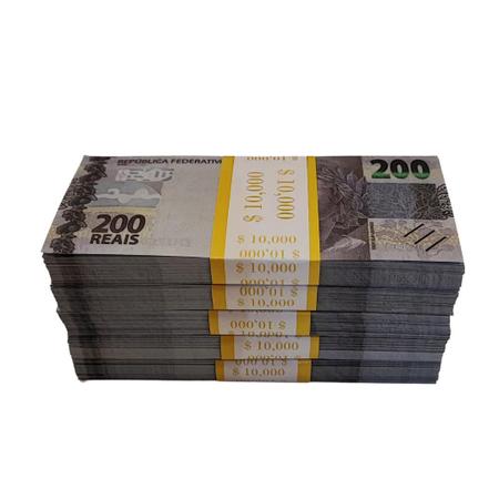 Imagem de Nota Dinheiro 200 Reais Cédulas Sem Valor Pacote Com 50 Un
