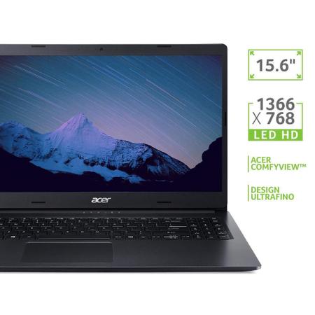 Notebook Acer AMD Ryzen 5-3500U 8GB 1TB W10 15.6" Preto Imagem de Notebook Acer AMD Ryzen 5-3500U 8GB 1TB W10 15.6" Preto