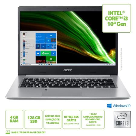Imagem de Notebook Acer Aspire 5 A514-53-31PN intel core i3 Windows 10 Home 4GB 128GB SSD 14' Office 365