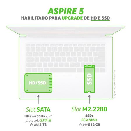 Imagem de Notebook Acer Aspire 5 Intel Core i5-1035G1, 4GB RAM, SSD 256GB NVMe, 14 HD Ultrafino, UHD Graphics, Windows 10 Home, Prata - A514-53-5239