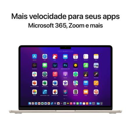 Imagem de Notebook Apple MacBook Air, M2 da Apple, com 10 GPU, 8GB RAM, 512GB SSD, Estelar - MLY23BZ/A