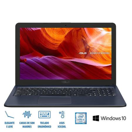 Imagem de Notebook Asus Core i3- 6100U 4GB 1TB Tela 15,6" Windows 10 Home X543UA-GO3047T  Cinza Escuro                                               