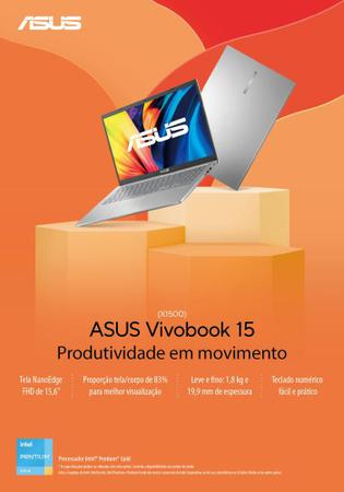 Imagem de Notebook ASUS Vivobook 15 X1500EA Intel Pentium Gold 7505 4GB Ram 128GB SSD Windows 11 Tela 15,6" FHD Silver - EJ4239WS