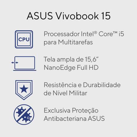 Imagem de Notebook ASUS Vivobook 15 X1504ZA Intel Core i5 1235U 4GB Ram 256GB SSD Windows 11 Tela 15,6" FHD Blue - NJ939W
