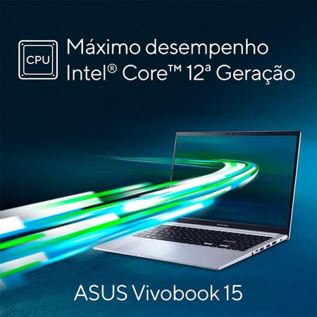 Imagem de Notebook ASUS Vivobook X1502ZA Intel Core I5 12450H, 8GB RAM, SSD 512GB, 15,6", LED FHD, W11 Home - X1502ZA-BQ1760W