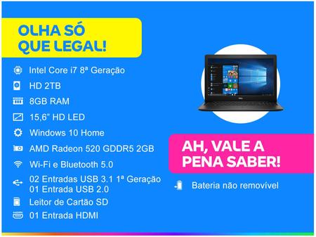 Imagem de Notebook Dell Inspiron i15-3583-A30P Intel Core i7