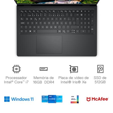 Imagem de Notebook Dell Inspiron I15-I120K-M45P 15.6" Full HD 12ª Geração Intel Core i7 16GB 512GB SSD Windows 11 Preto