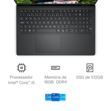 Imagem de Notebook Dell Inspiron I15-I120K-U30P 15.6" Full HD 12ª Geração Intel Core i5 16GB 512GB SSD Linux Preto