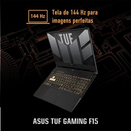 Imagem de Notebook Gamer ASUS TUF Intel Core i7-12700H, 8GB RAM, GeForce RTX 3050, SSD 512GB, 15.6 Full HD 144Hz, KeepOS, Cinza - FX507ZC4-HN112