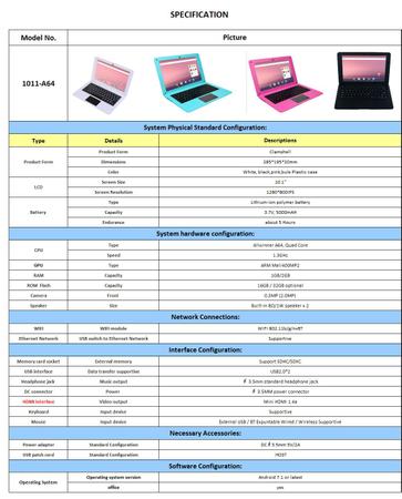 Imagem de Notebook portátil 10.1 pulgadas, 2GB RAM + 16GB ROM Sistema An