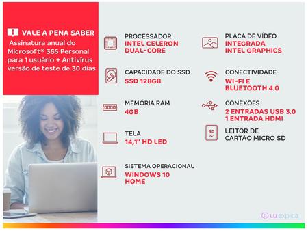 Imagem de Notebook Positivo Motion C4128E Intel Celeron