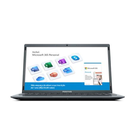 Notebook Positivo Motion Q4128C Intel Atom Quad-Core Windows 10 Home 14.1" - Cinza Inclui Microsoft 365* Imagem de Notebook Positivo Motion Q4128C Intel Atom Quad-Core Windows 10 Home 14.1" - Cinza Inclui Microsoft 365*