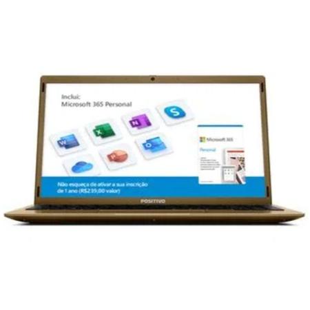 Notebook Positivo Motion Q4128C Intel Atom Quad Core Windows 10 Home Dourado Imagem de Notebook Positivo Motion Q4128C Intel Atom Quad Core Windows 10 Home Dourado