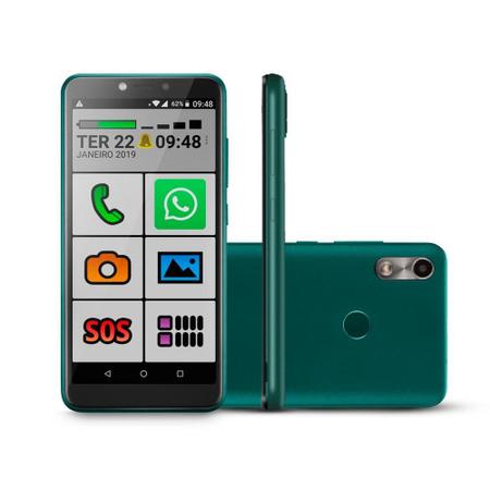Imagem de Novo Celular do Idoso verde 4G com letras grandes 32GB SOS