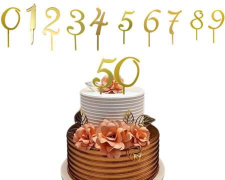 Imagem de números dourados acrílico prime chef   topo de bolo aniversario