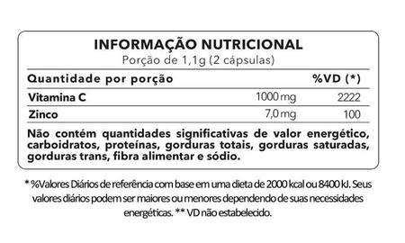 Vitamina C + Zinco 60 cápsulas - Linha Saúde - Artesanal