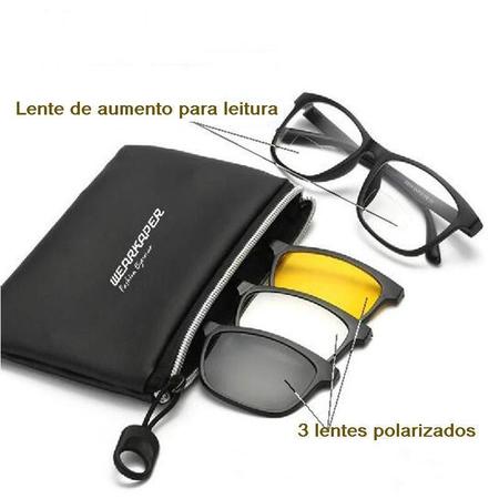Óculo de Sol Bifocal Leitura c/3 lentes polarizados-Clip On - Mega-XT -  Óculos de Sol - Magazine Luiza