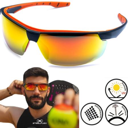 Imagem de Oculos Beach Tennis Sol Esportivo Uv Ciclismo Corrida Volei Caminhada Trilha Pesca Espelhado