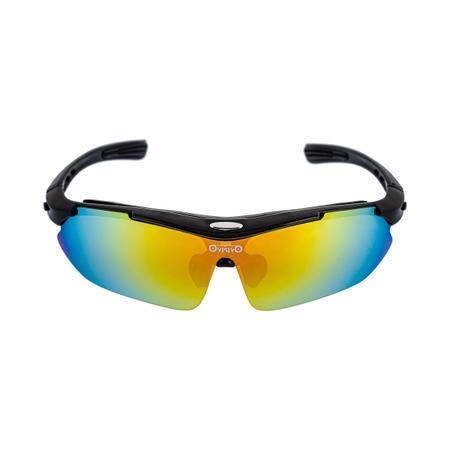 Óculos Ciclismo Bike Corrida 5 Lentes Em 1 + Suporte P/ Grau Cor Da Armação  Preto Cor Da Lente Amarela, Azul, Transparente, Espelhada E Preta Desenho  Preto