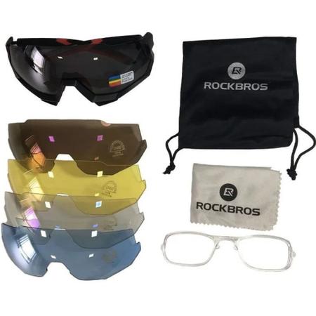 Imagem de Óculos Ciclismo Ciclista Esportivo Masculino Feminino Rockbros Bike Proteção Uv 400 Com 5 Lentes