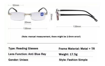 Imagem de Óculos Com Grau Descanso P/ Leitura Moderno Filtro Azul Bloq