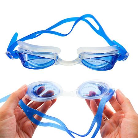 Imagem de Óculos de Natação com Estojo Plástico e Tampão de Ouvidos - Azul/Azul Claro Sortidos