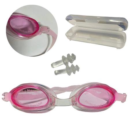 Imagem de Oculos de Natacao em Silicone Lentes Cor Rosa com Estojo  Bel 