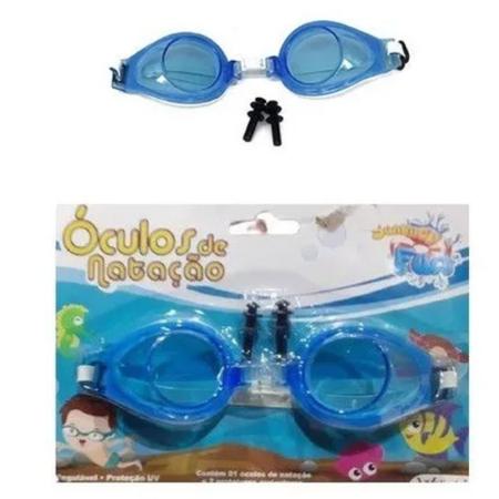 Imagem de Óculos De Natação Infantil E Protetor De Ouvido Azul