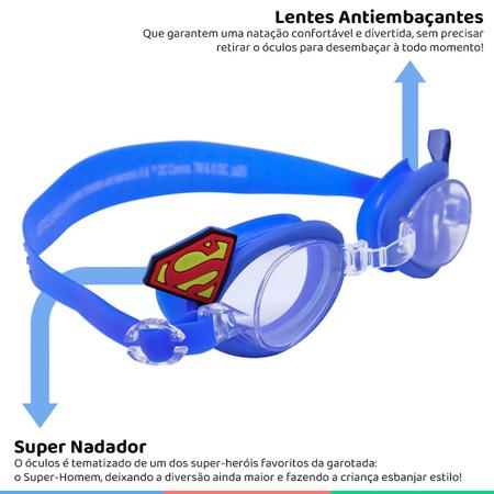 Imagem de Óculos de Natação Infantil Para Esportes Aquáticos Antiembaçante Liga da Justiça Bel Fix