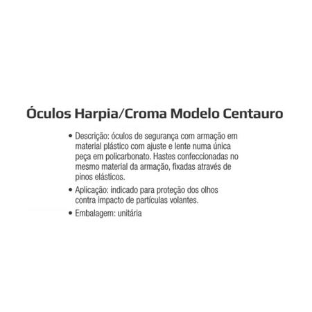 Imagem de Óculos de Proteção EPI - Modelo Harpia Centauro (Incolor)