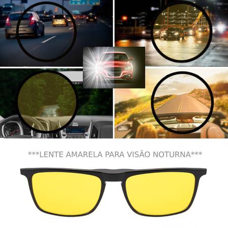Imagem de Óculos De Sol Armação Preto Polarizado Masculino Clip On 6 em 1 Imã Lente Amarelo Dirigir Mod 2268
