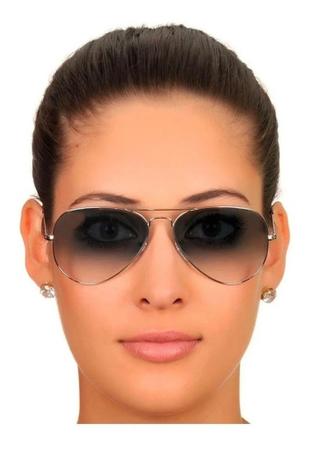 Imagem de Óculos De Sol Aviador 3025 3026 Feminino Masculino Prata Azul Degrade UV400 Lente Cristal 
