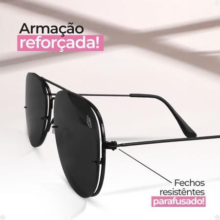 Imagem de Óculos De Sol Aviador Preto Dourado Original Feminino Masculino Proteção UV