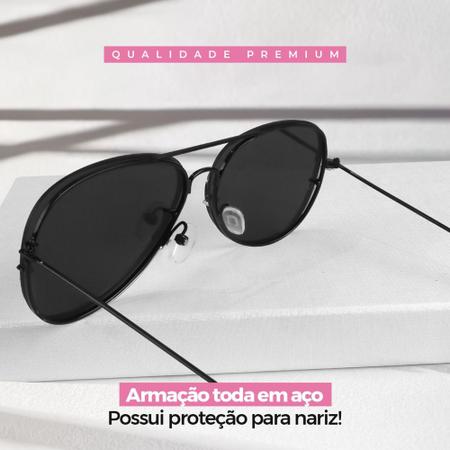 Imagem de Óculos De Sol Aviador Preto Dourado Original Feminino Masculino Proteção UV