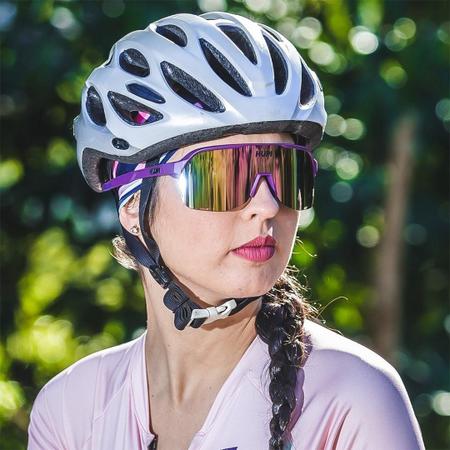 Imagem de Óculos de Sol Bike e Corrida Hupi Huez Roxo - Lente Roxo Espelhado