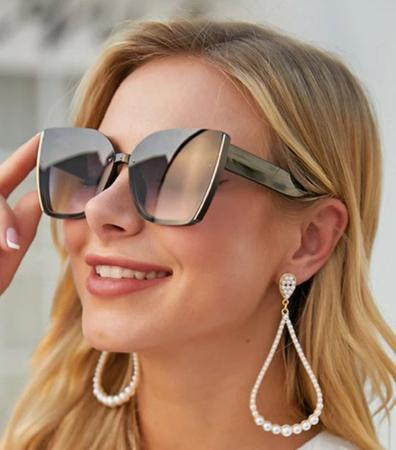 Imagem de Óculos De Sol Feminino Olho De Gato Moda New York Degrade Proteção 400UV