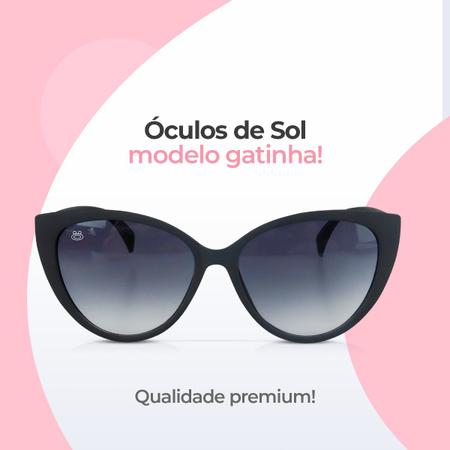 Imagem de Oculos De Sol Feminino Original Gatinho Proteção Uv Fashionista Lente Escura Degradê Oval Grife Luxo