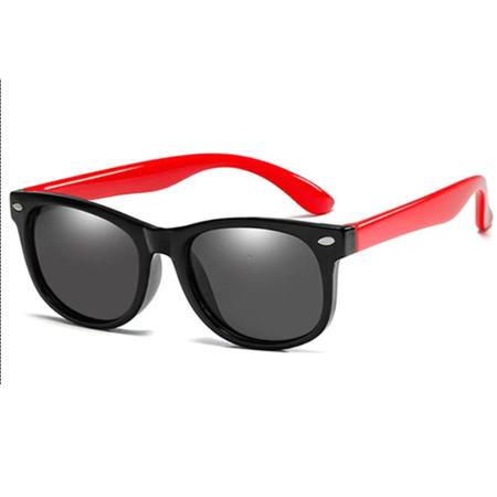 Imagem de Óculos de Sol Flexível Infantil + Case Carrinho + Cordão Silicone Preto e Vermelho