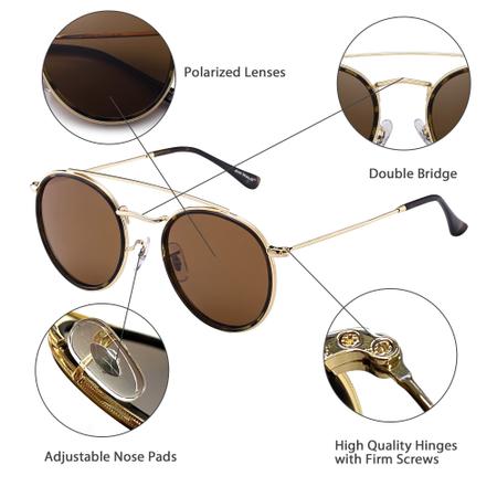 Imagem de Óculos de sol JIM HALO Vintage Polarized Round Aviator 51 mm