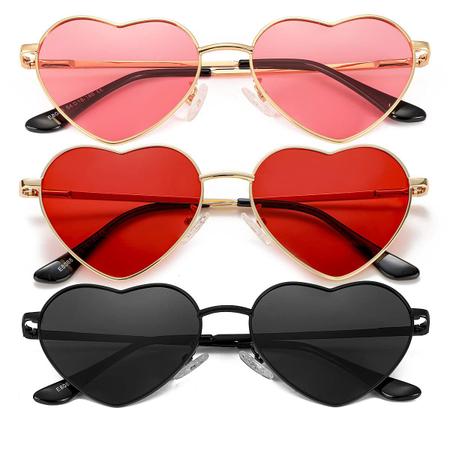 Imagem de Óculos de sol JOVAKIT Polarized Heart para mulheres dourado/vermelho + preto/cinza + ouro/rosa