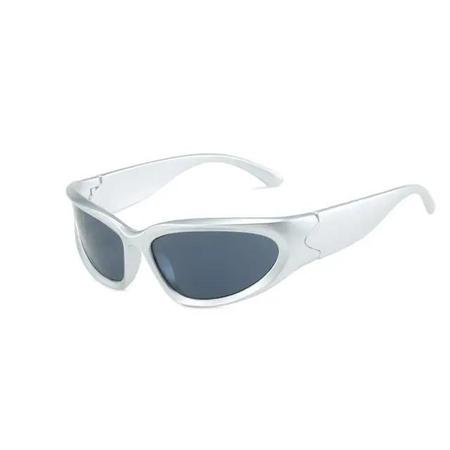 Óculos de Sol Oval Prateado Y2K Tendência Anos 2000 Unissex - DV
