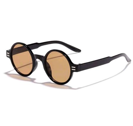 Imagem de Óculos de Sol Redondo Oval Preto Lentes Amarelo Transparente Retro Vintage UV400