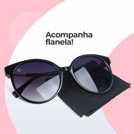 Imagem de Óculos feminino escuro de sol preto proteção uv coleção Maria praia verão piscina dia a dia original