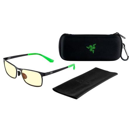 Imagem de Óculos Gamer Gunnar FPS Mini Razer Edition, Lentes Âmbar, Filtro de Luz Azul, Ônix Preto e Verde - RZR-30010