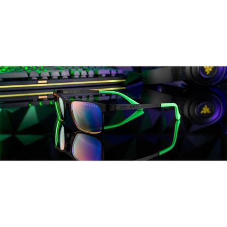 Imagem de Óculos Gamer Gunnar FPS Mini Razer Edition, Lentes Âmbar, Filtro de Luz Azul, Ônix Preto e Verde - RZR-30010