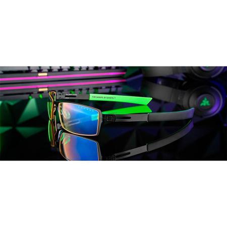 Imagem de Óculos Gamer Gunnar Moba Razer Edition, com Filtro de Luz Azul,  Âmbar amarelo, Armação Ônix Preto e Verde - RZR-30007