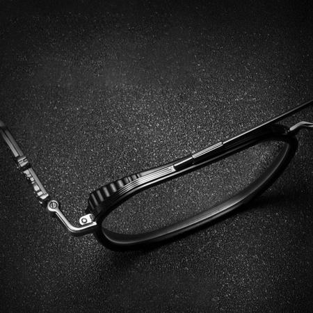Imagem de Óculos Masculino Sem Grau Lente Transparente Quadrada Grande Armação Preta Uso Estetico Leitura