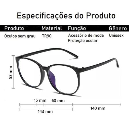 Imagem de Óculos Moda Fashion Anti Luz Azul Com Proteção UV Estilo Oval Clássico Com Variações Transparente